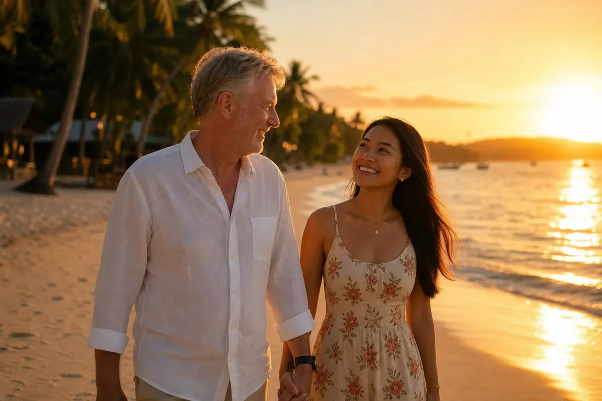 man kissing woman on check beside body of water