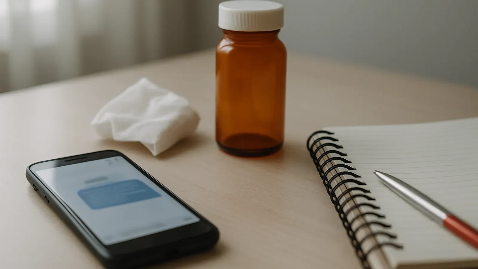 A cautious online dater reviewing a blurred medical emergency message on a phone