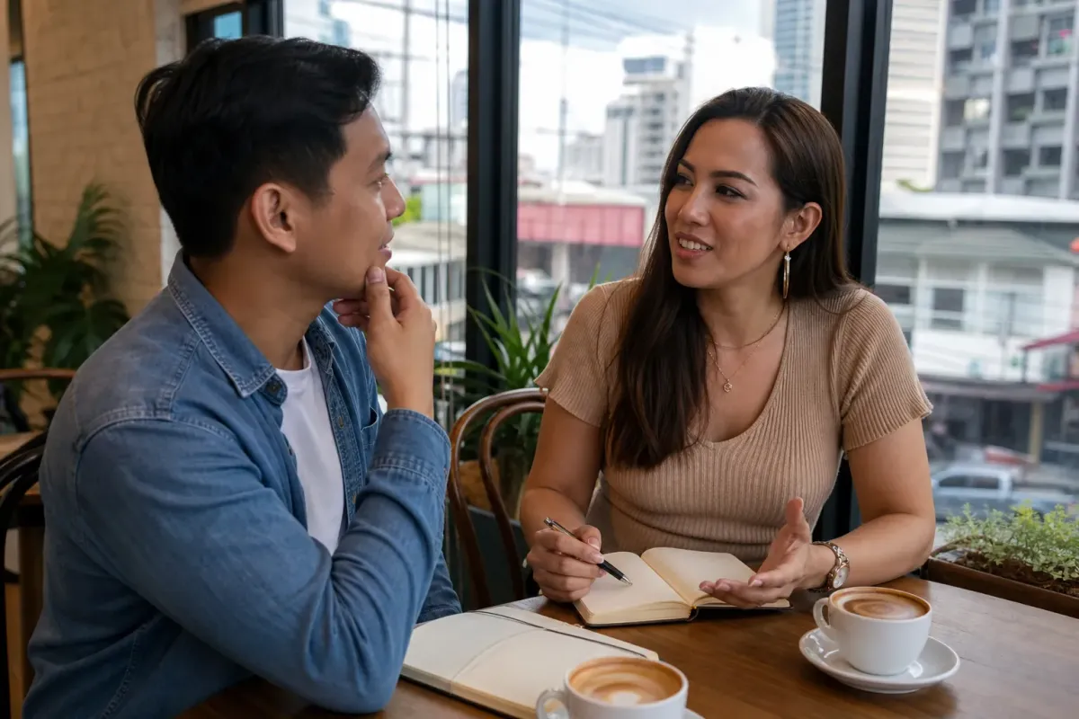 A respectful conversation in a Philippines cafe