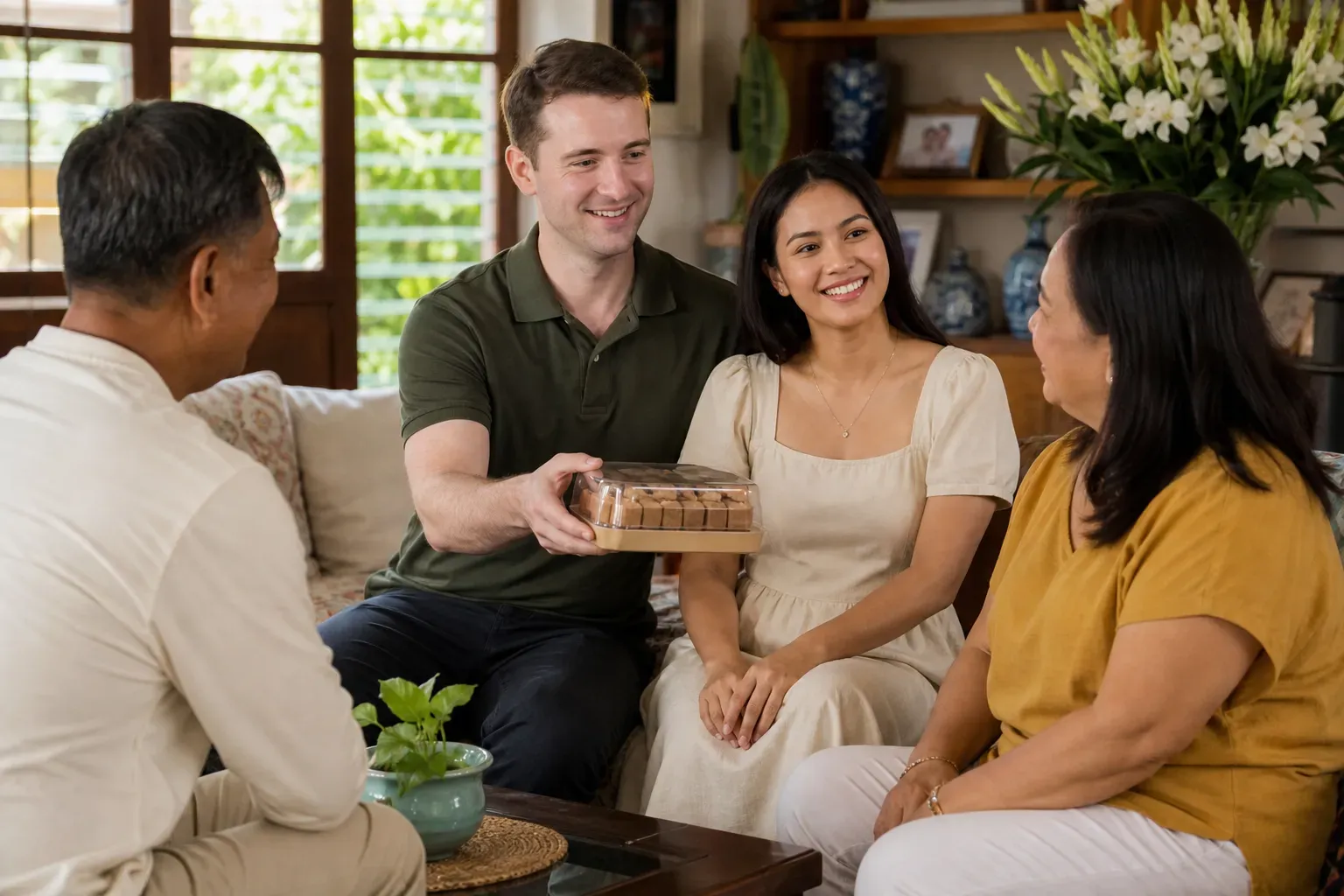 Editorial scene representing a respectful first meeting with family