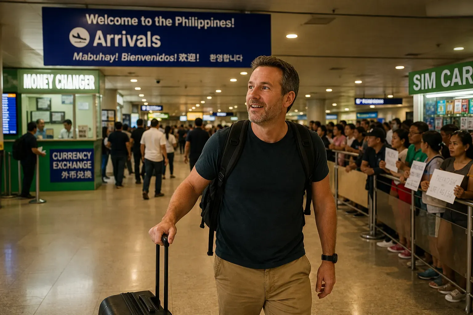 A first-time Philippines traveler preparing documents, money, and a trip checklist