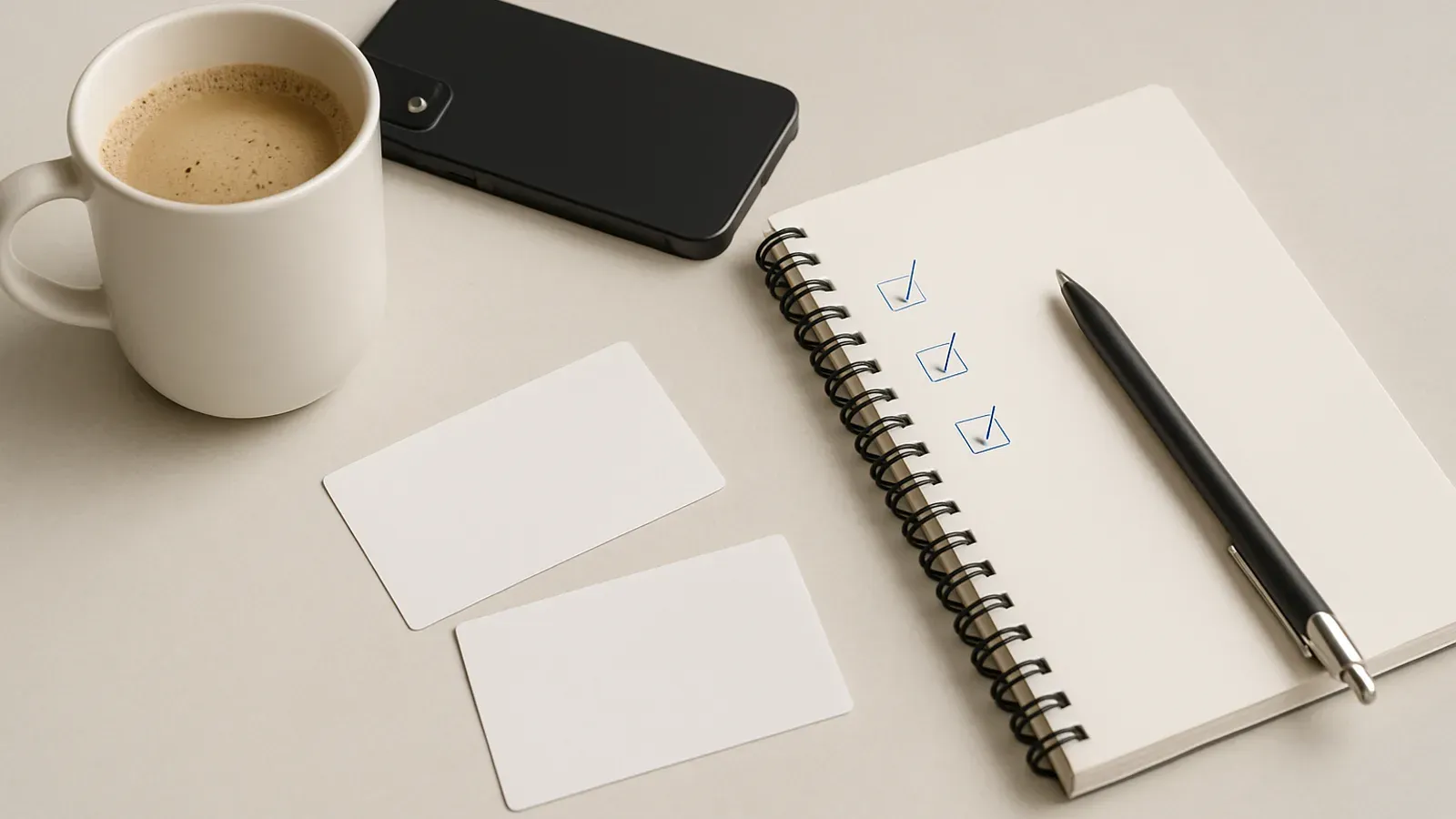 A phone with a blurred chat beside a notebook for checking romance scam warning signs